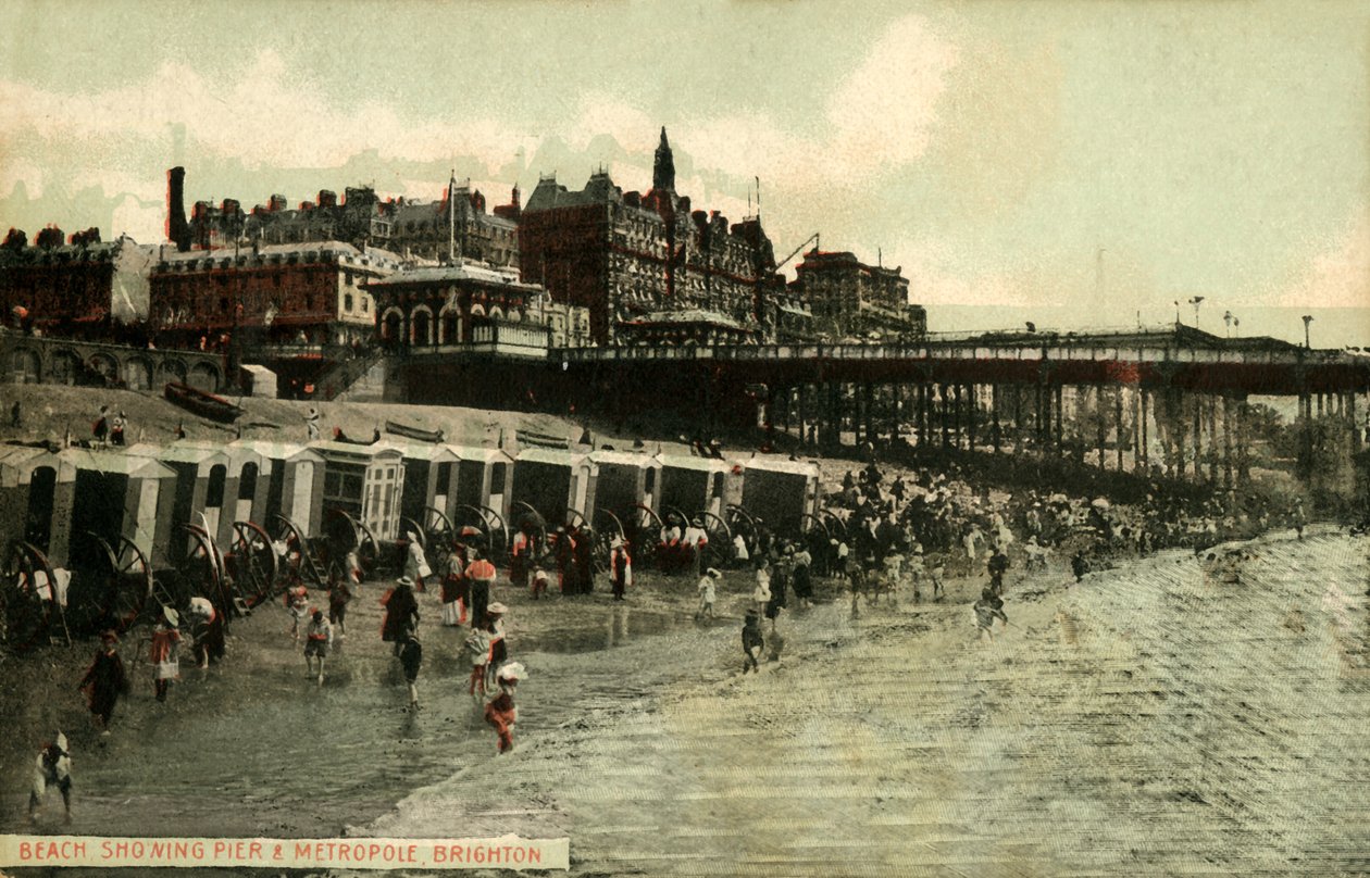 Beach Showing Pier & Metropole, Brighton, late 19th-early 20th century by Unbekannt