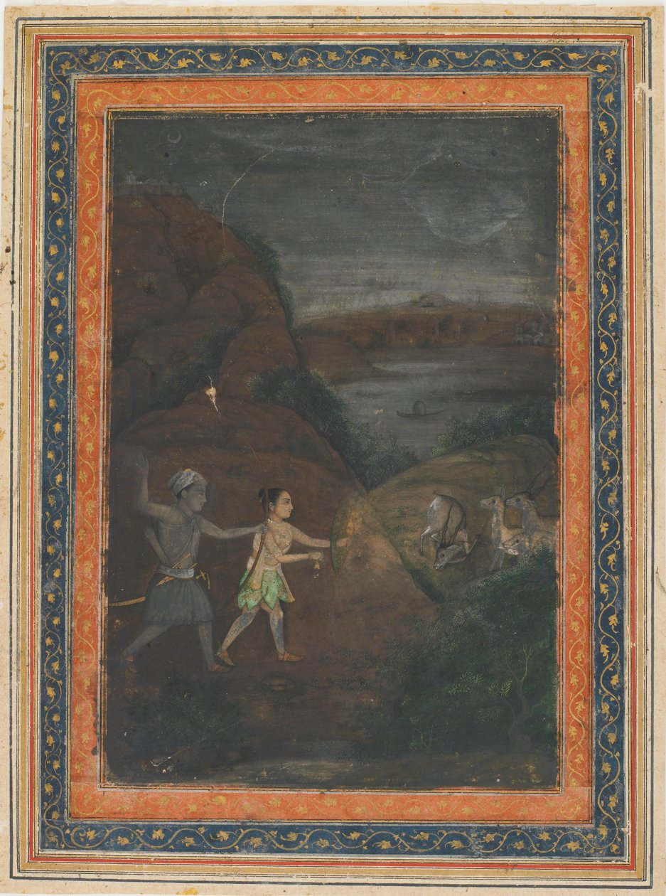Bhils Hunting Deer at Night by Unbekannt