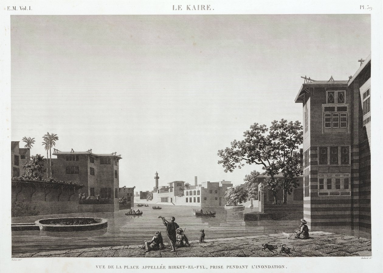 Birket-al-Fyl, Cairo, Egypt, during the flood, c 1798 by Unbekannt