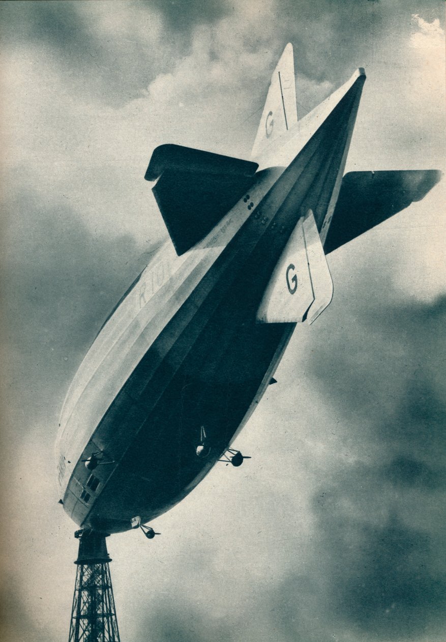 British Rigid Airship R101 Riding at Her Mooring Mast at Cardington ...