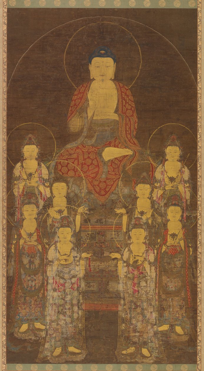 Buddha Amitabha Amita and the Eight Great Bodhisattvas, Late Goryeo period, mid-late 14th century by Unbekannt