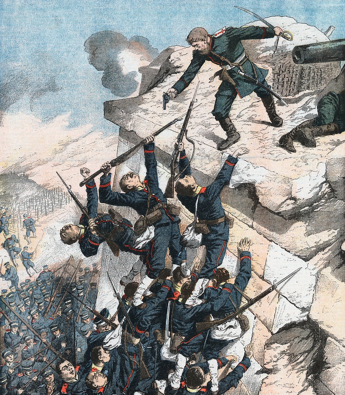 Captain Lebedief heroically defending the bastion at Port Arthur, Russo-Japanese War by Unbekannt
