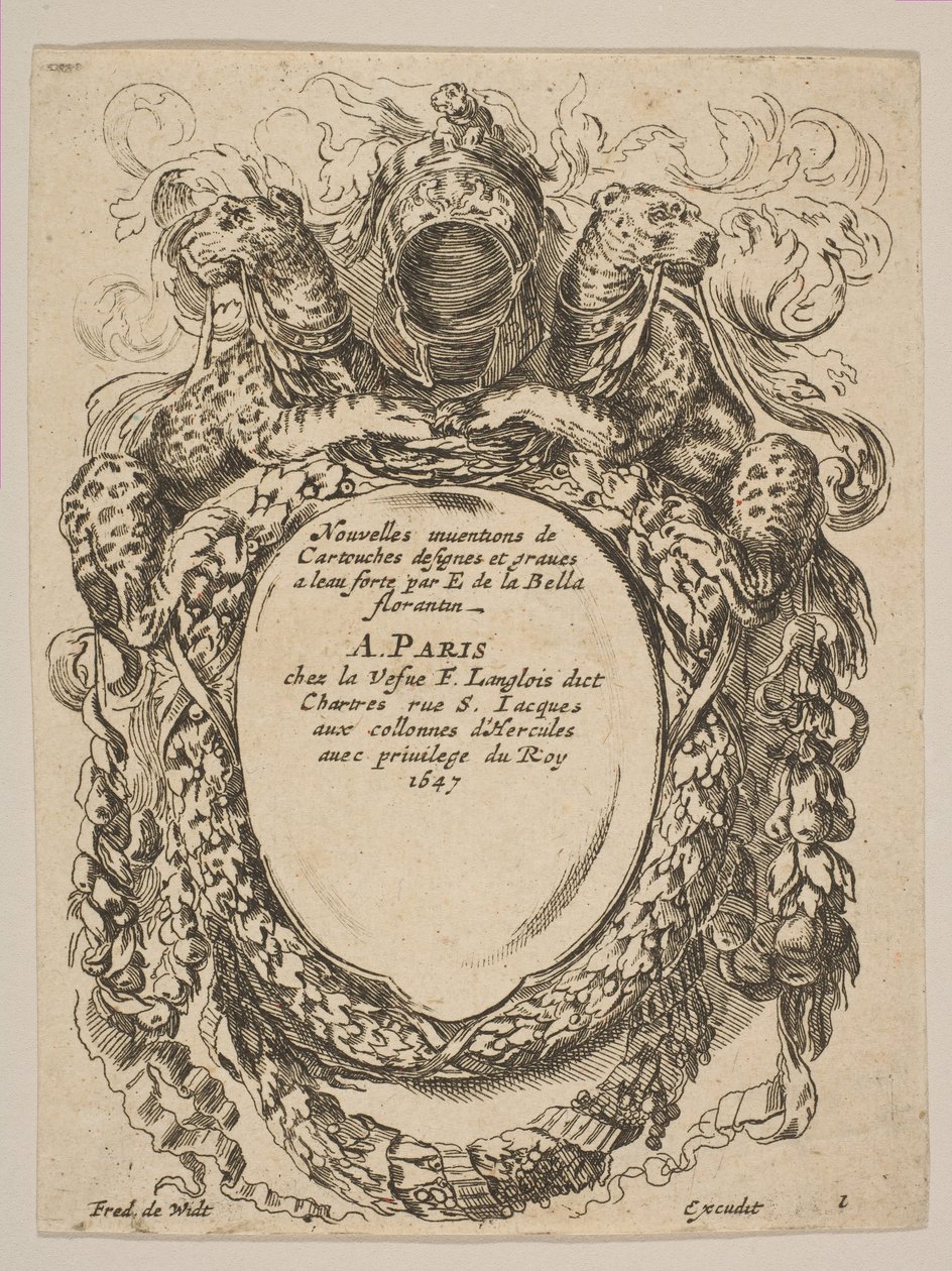 Cartouche with Title: Nouvelles inventions de Cartouches, 17th century by Unbekannt