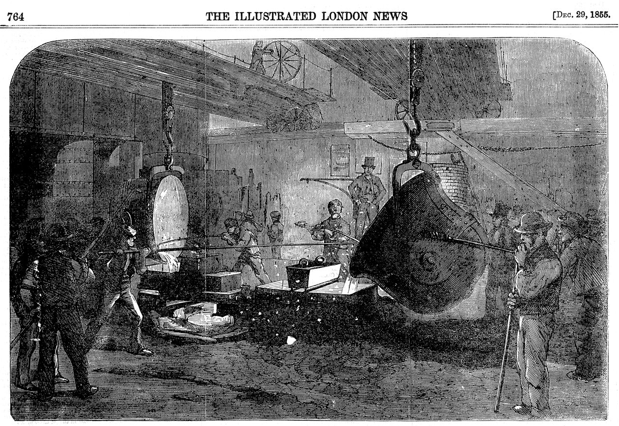 Casting a Mortar at Grissells Regents Canal Ironworks, City Road, London, 1855 by Unbekannt