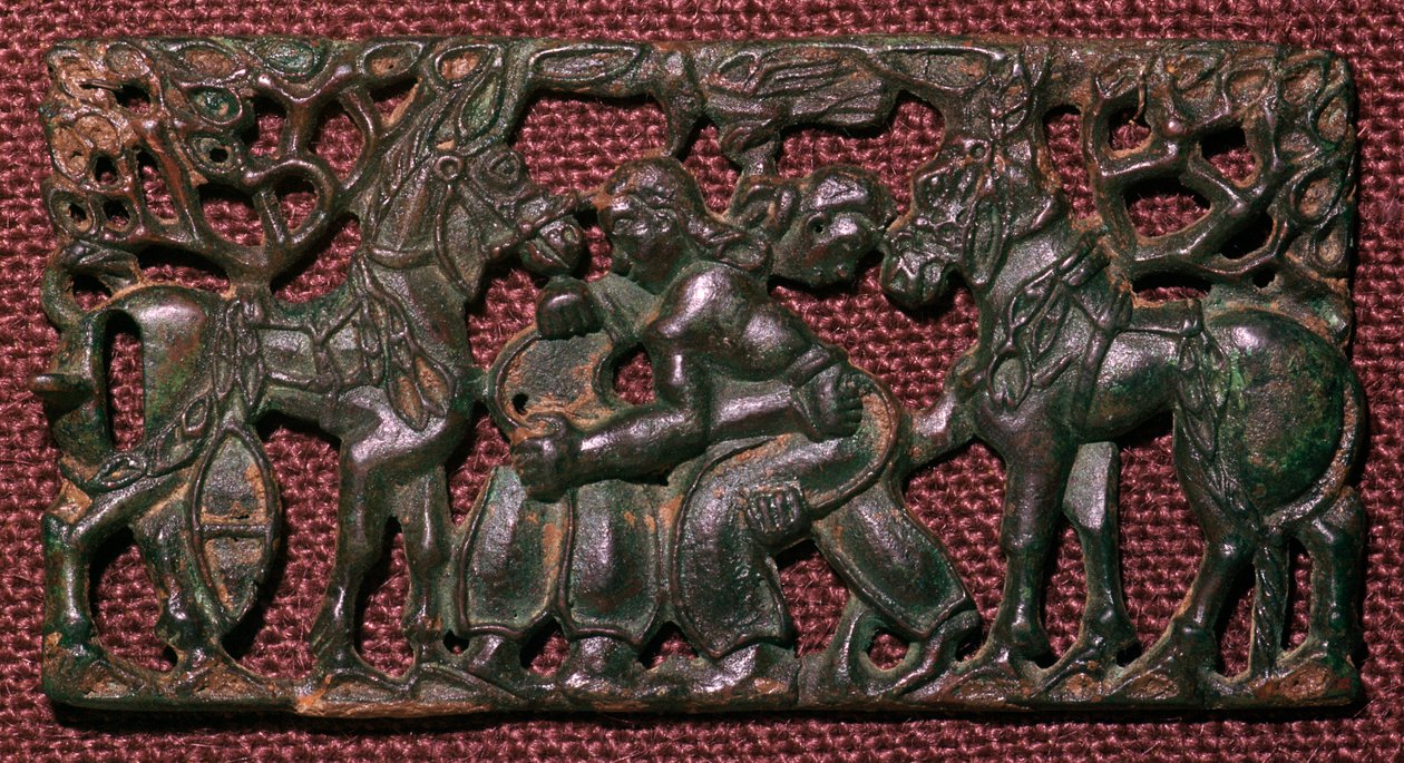Chinese Bronze Harness-Plaque of Wrestling Men, 5th Century BC by Unbekannt