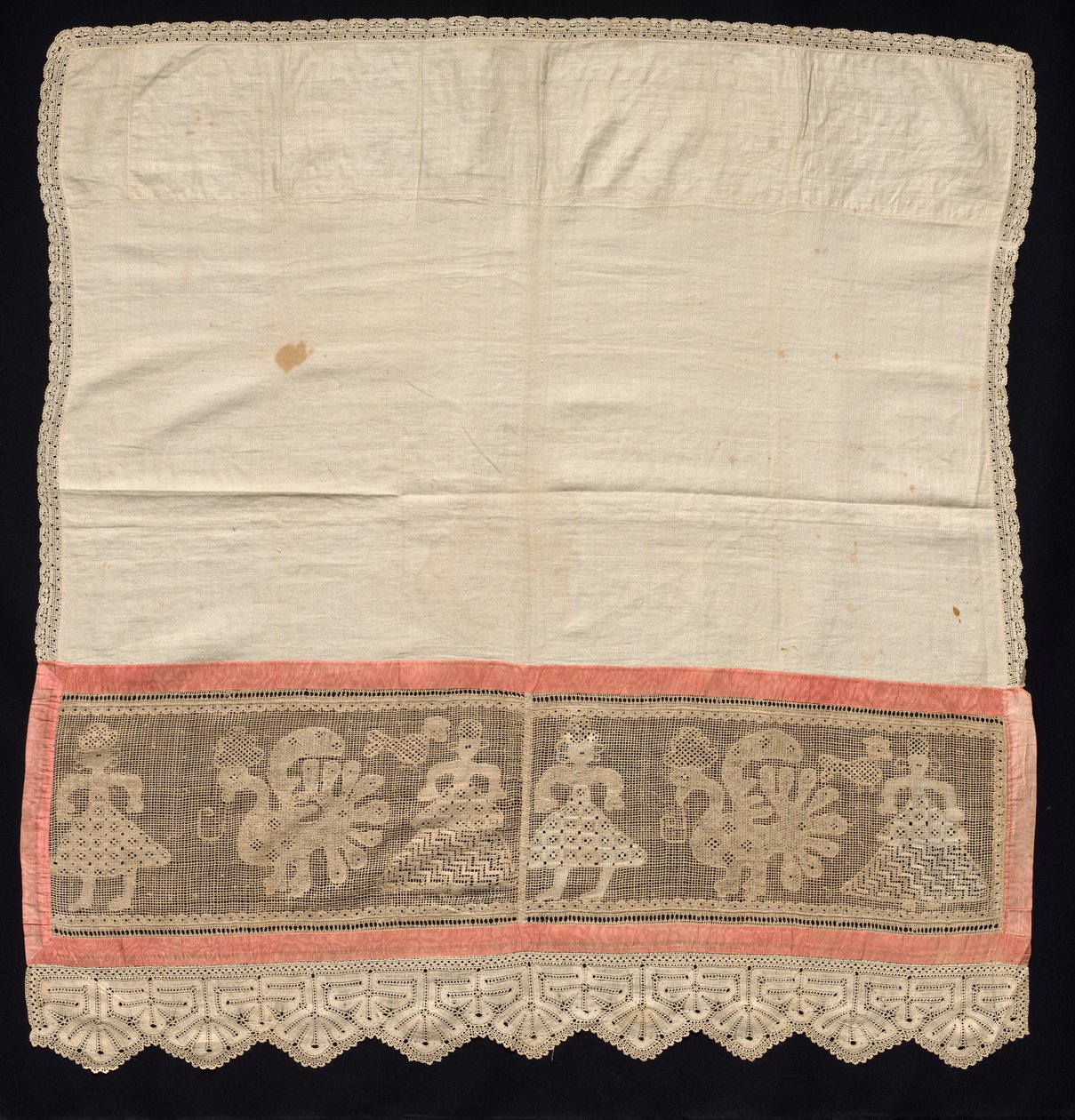 Cloth with Border of Female Figures and Peacocks by Unbekannt