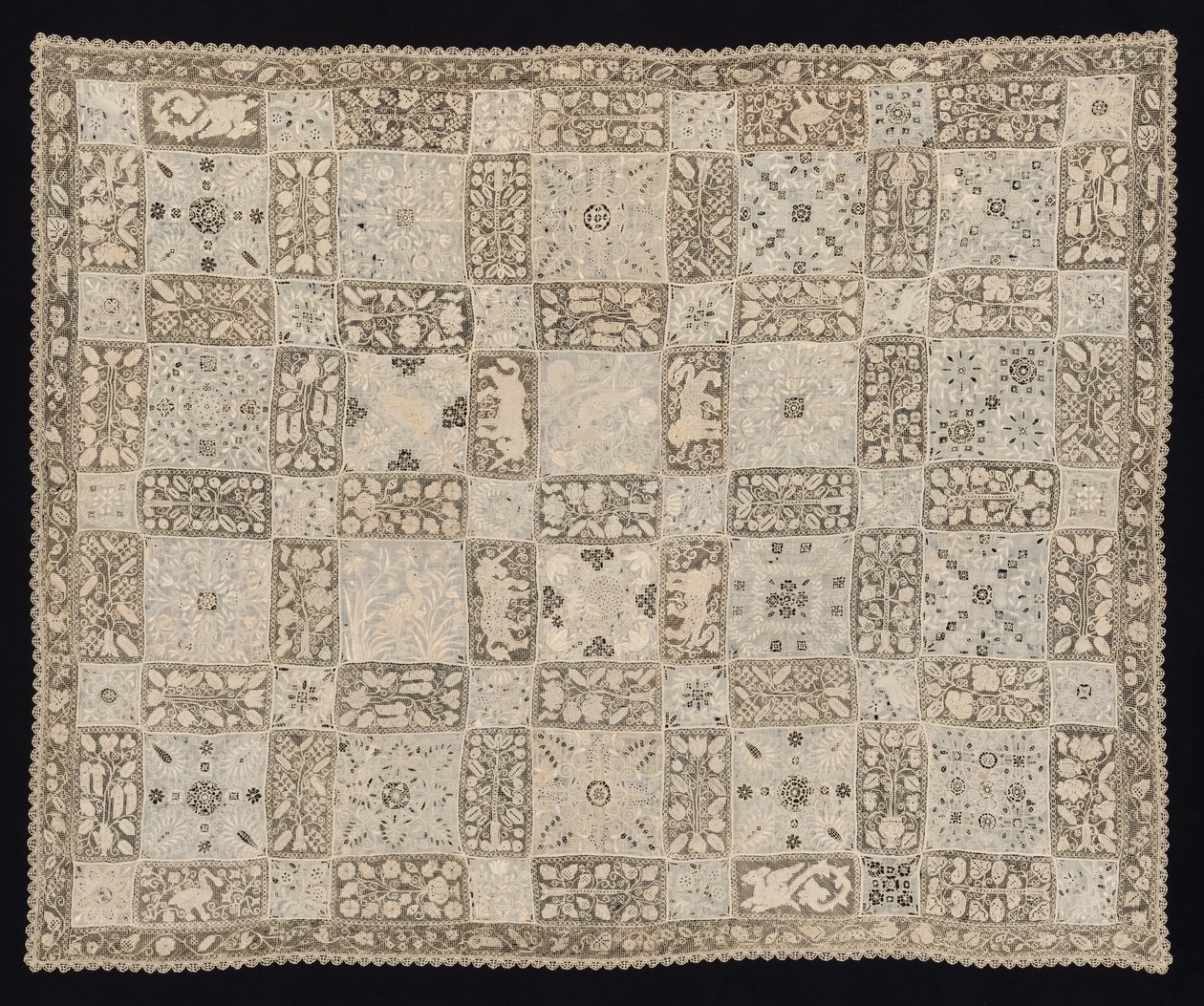 Cloth with Unicorns, Dragons, Other Animals, and Floral Patterns by Unbekannt