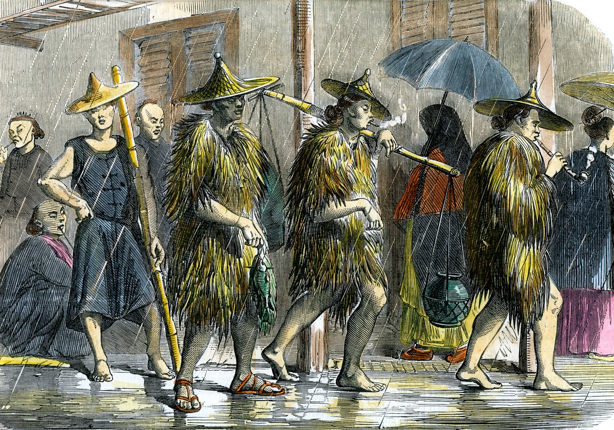 Coolies at Hong Kong, in wet weather by Unbekannt