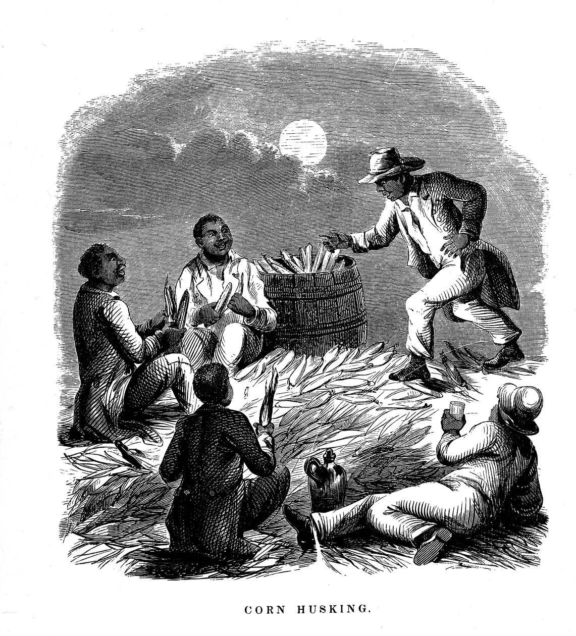 Corn Husking, Black People Labourers Husking Maize, Southern USA by Unbekannt