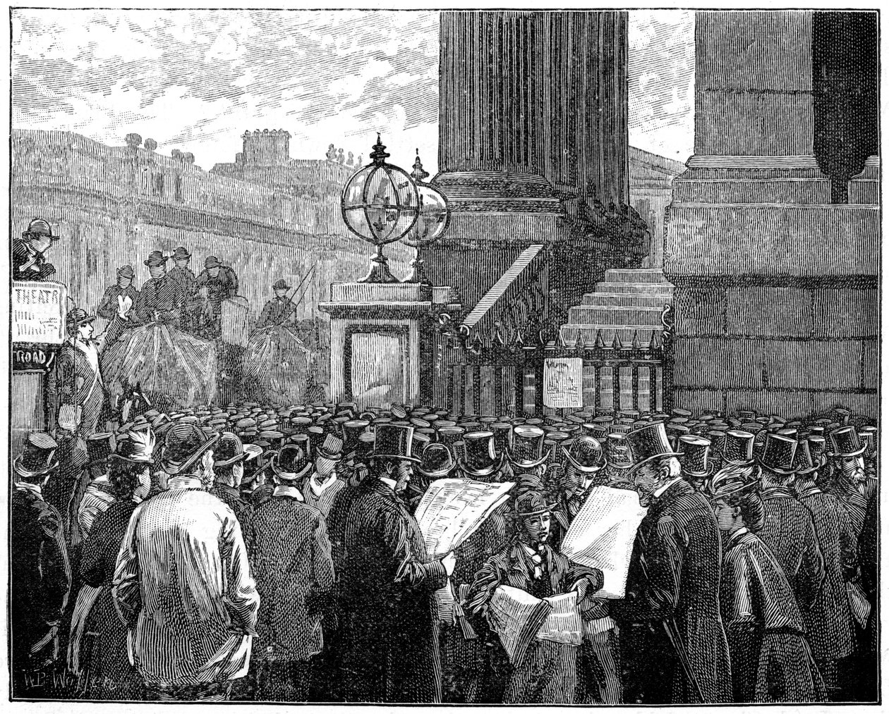 Crowd at the Mansion House Reading the Bulletins of the Prince of Wales