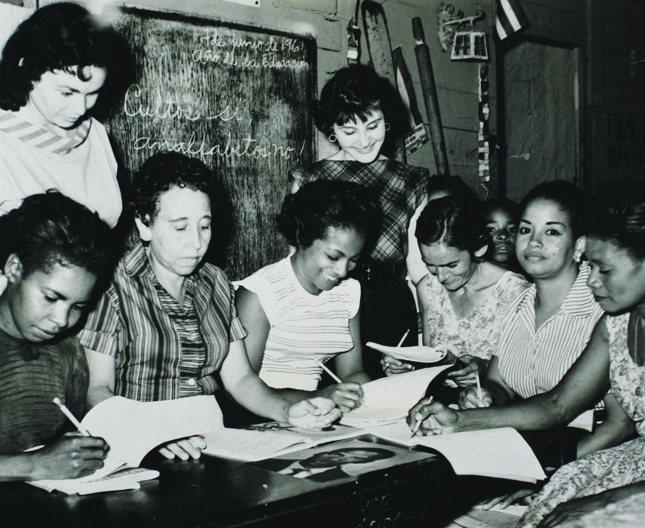Cuban Revolution: women participating in the educational programmes set up by Fidel Castro