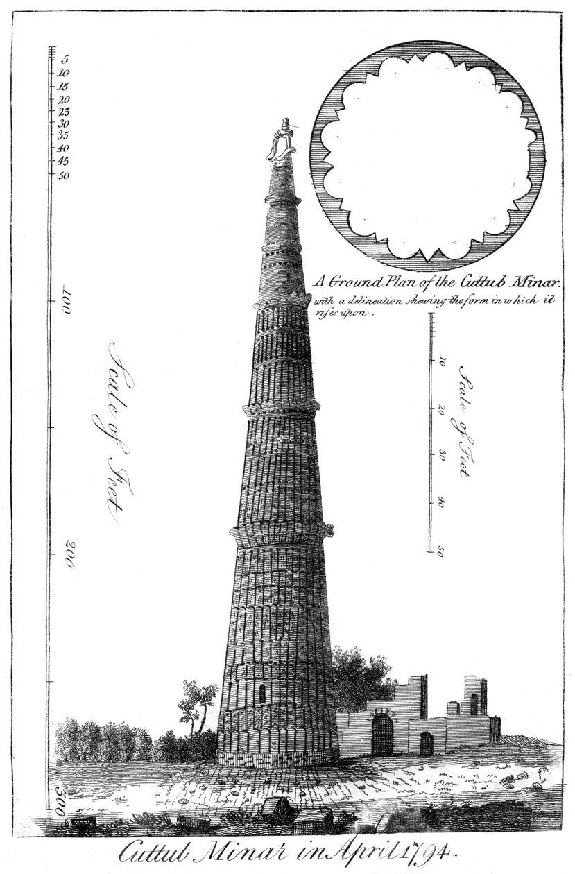 Cuttub Minar in April 1794, 1799 by Unbekannt
