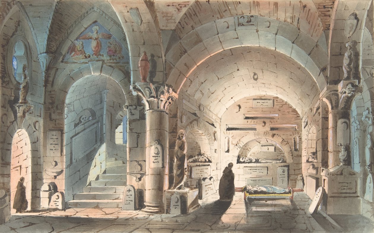 Design for a Stage Set: Crypt Scene, 1830-40 by Unbekannt