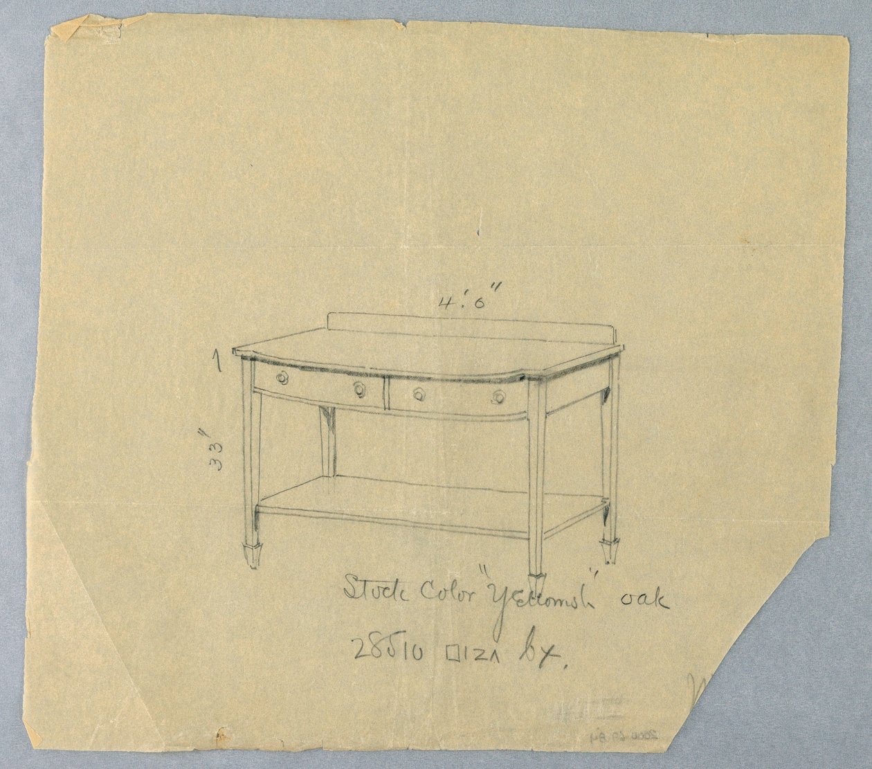Drawing, Design for Serving Table with Two Drawers and Convex Front, 1900–05 by Unbekannt