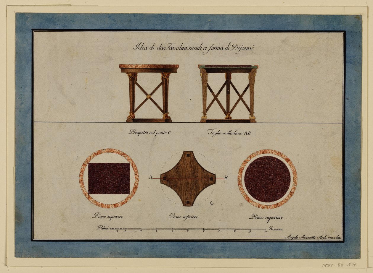 Drawing, Design for Two Small Breakfast Tables, early 19th century by Unbekannt