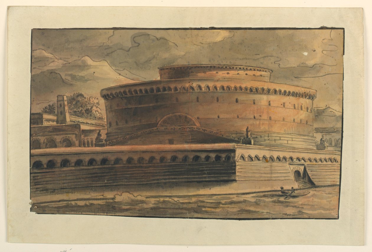 Drawing, Stage Design, Exterior of Circular Building, early 19th century by Unbekannt
