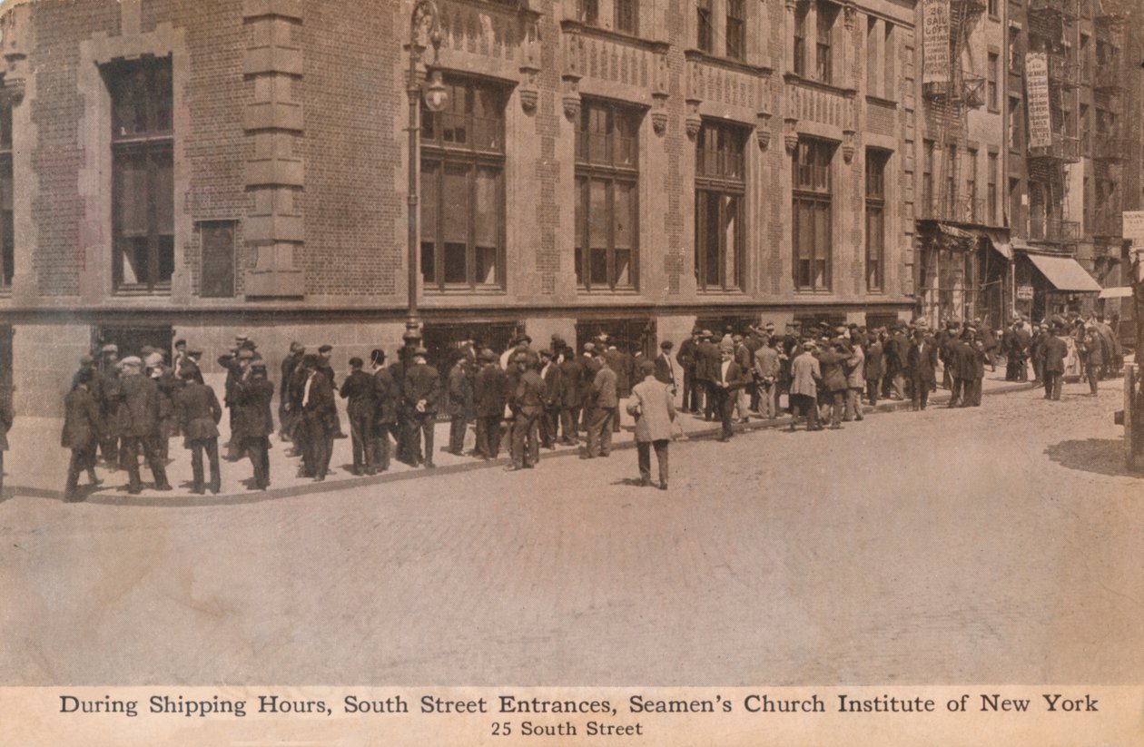 During Shipping Hours, South Street Entrances, Seamens Church Institute of New York, c1888 by Unbekannt
