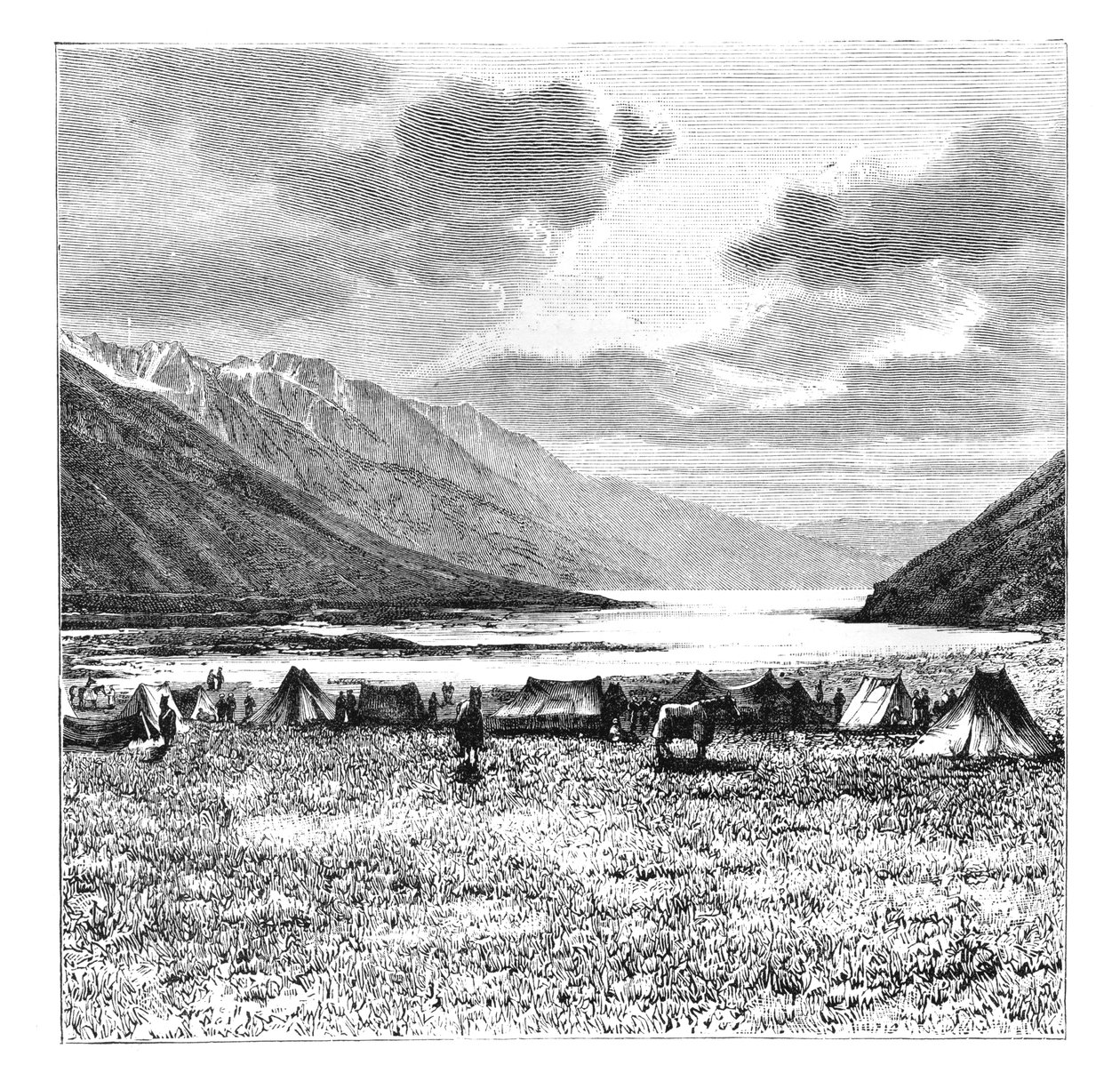 Encampment of the English Expedition of 1871, Lake Pang-Kong, Tibet by Unbekannt