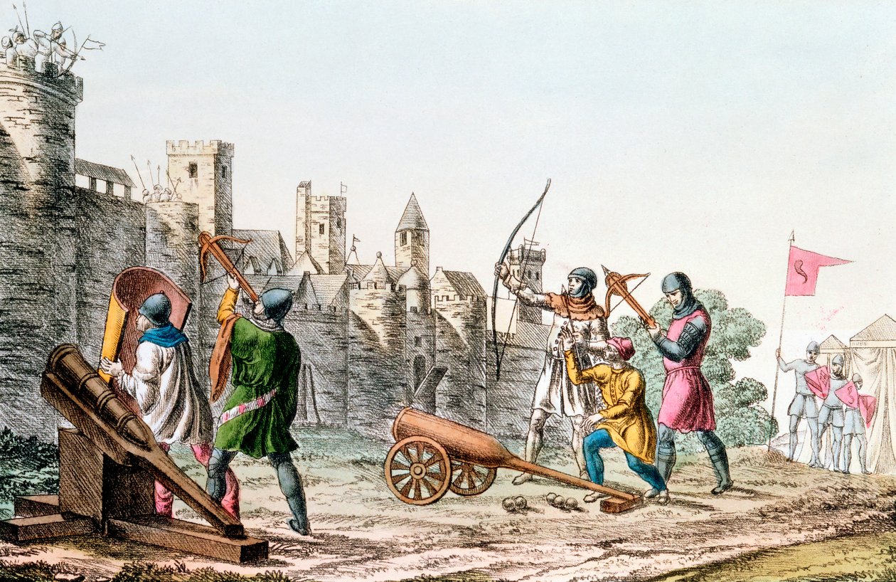 English Troops Attacking a French Town, Hundred Years War by Unbekannt