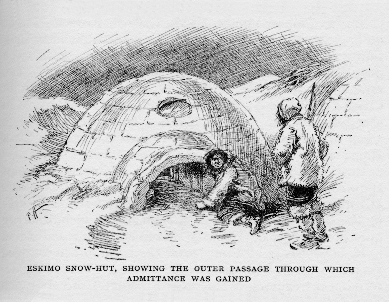 Eskimo Snow-Hut, Showing the Outer Passage Through Which Admittance was ...