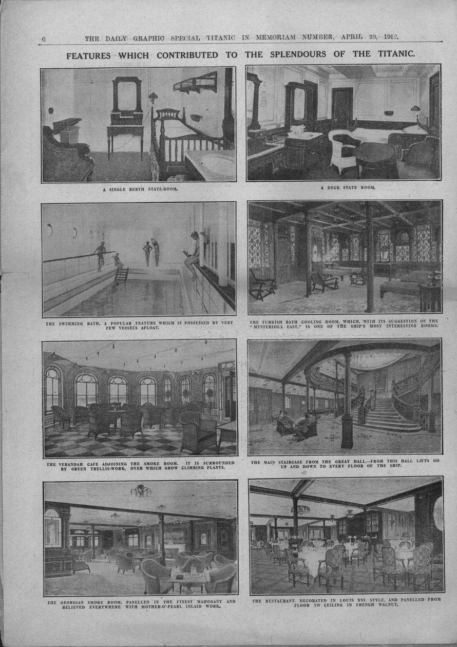 Features which Contributed to the Splendours of the Titanic by Unbekannt