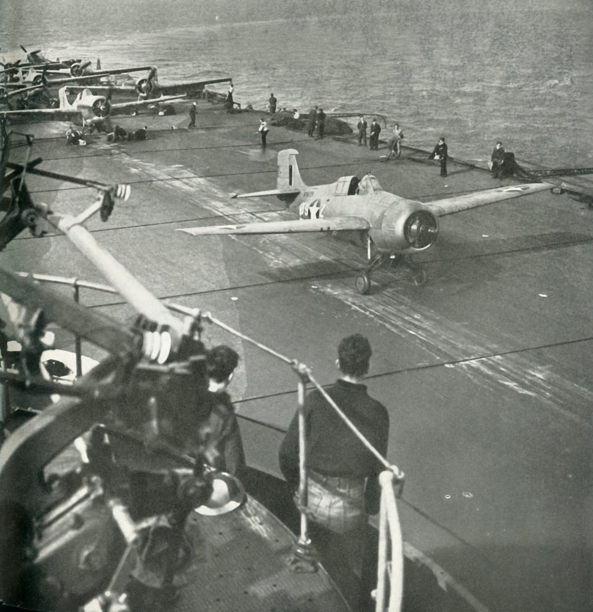 Fighter Planes on Board an Aircraft Carrier, Second World War, c. 1943 by Unbekannt