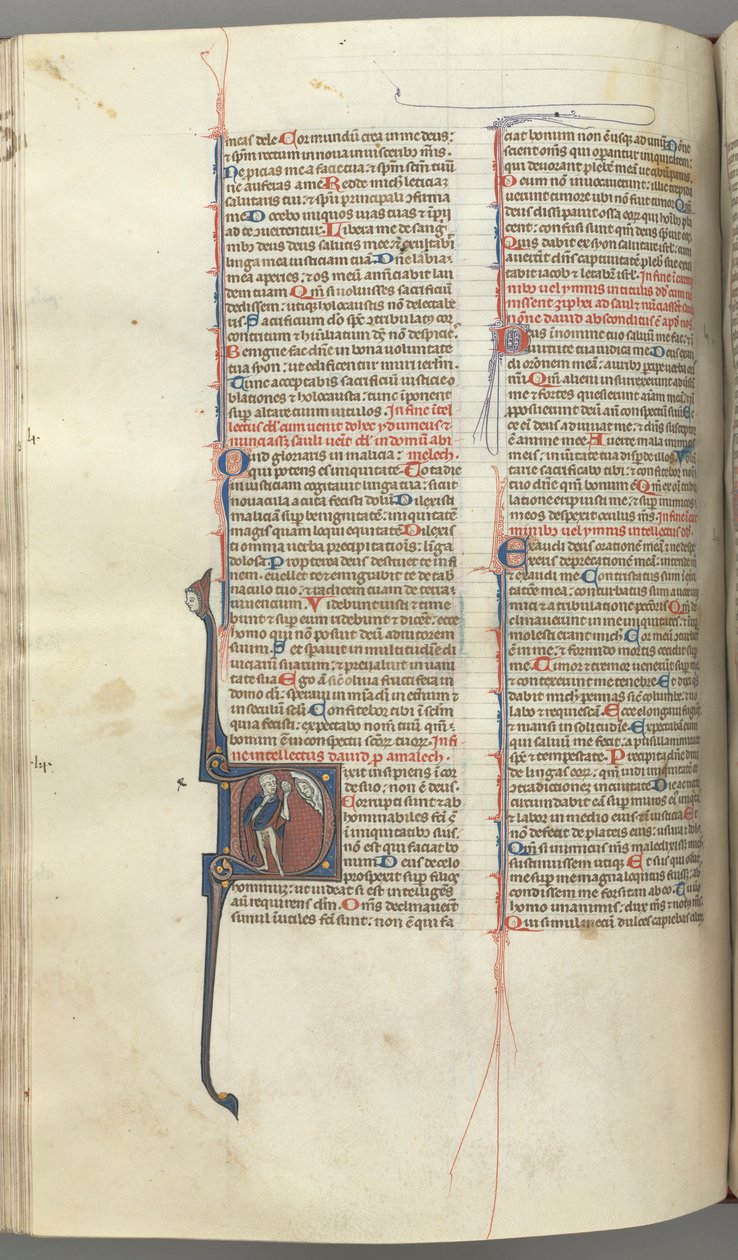 Psalm 52, Historiated Initial D, a Fool Naked but for a Cloak, Holding a Bladder by Unbekannt