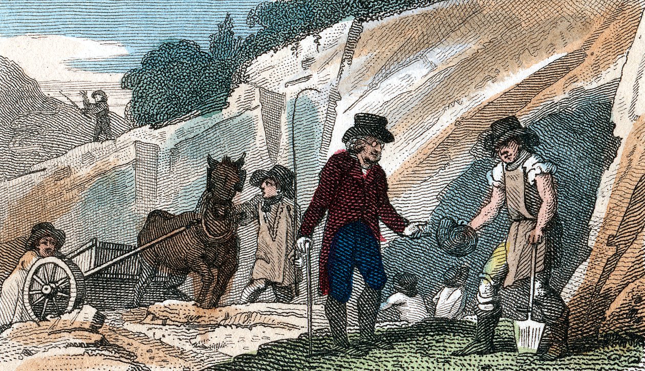 Fossil hunting in Cherry Hinton chalk pit, Cambridgeshire, 1822 by Unbekannt