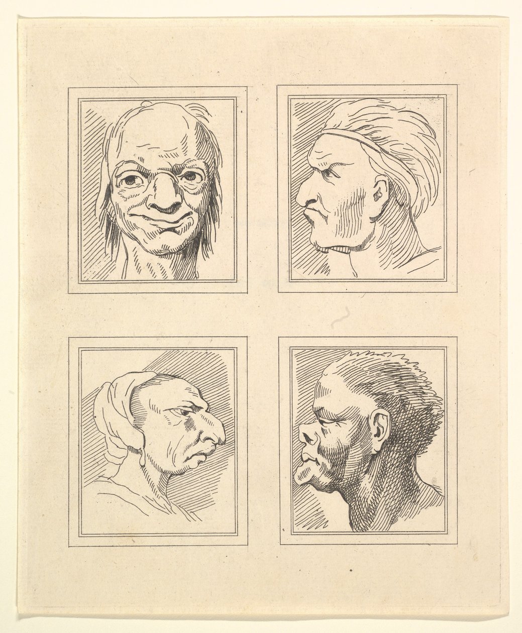 Four Heads from Caricatures by Leonardo da Vinci by Unbekannt