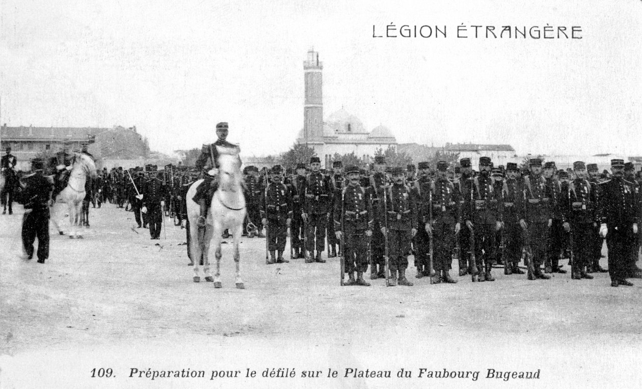 French Foreign Legion preparing to march on the Plateau Faubourg Bugeaud, Algeria by Unbekannt