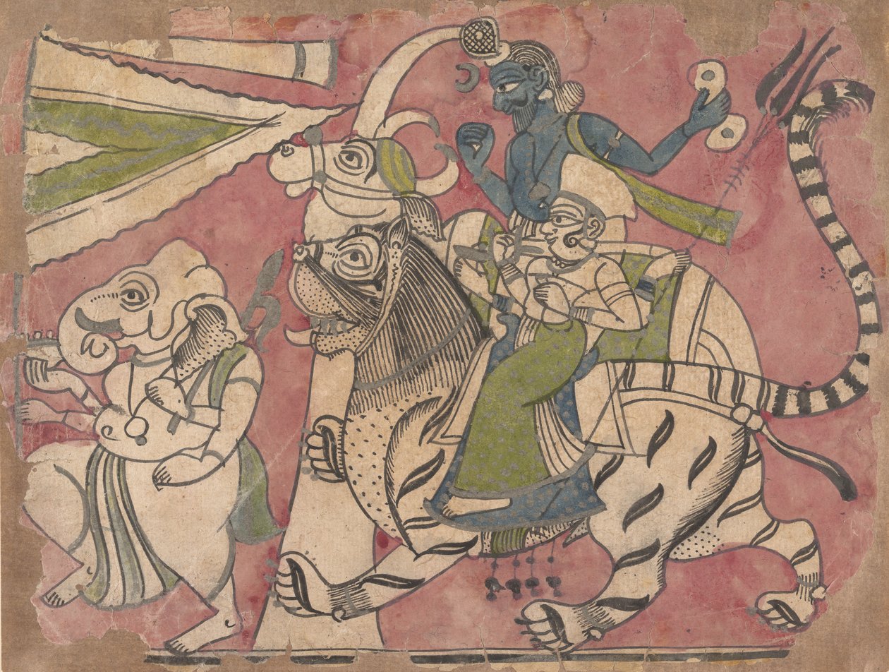 Ganesha Leads Shiva and Durga in Procession by Unbekannt
