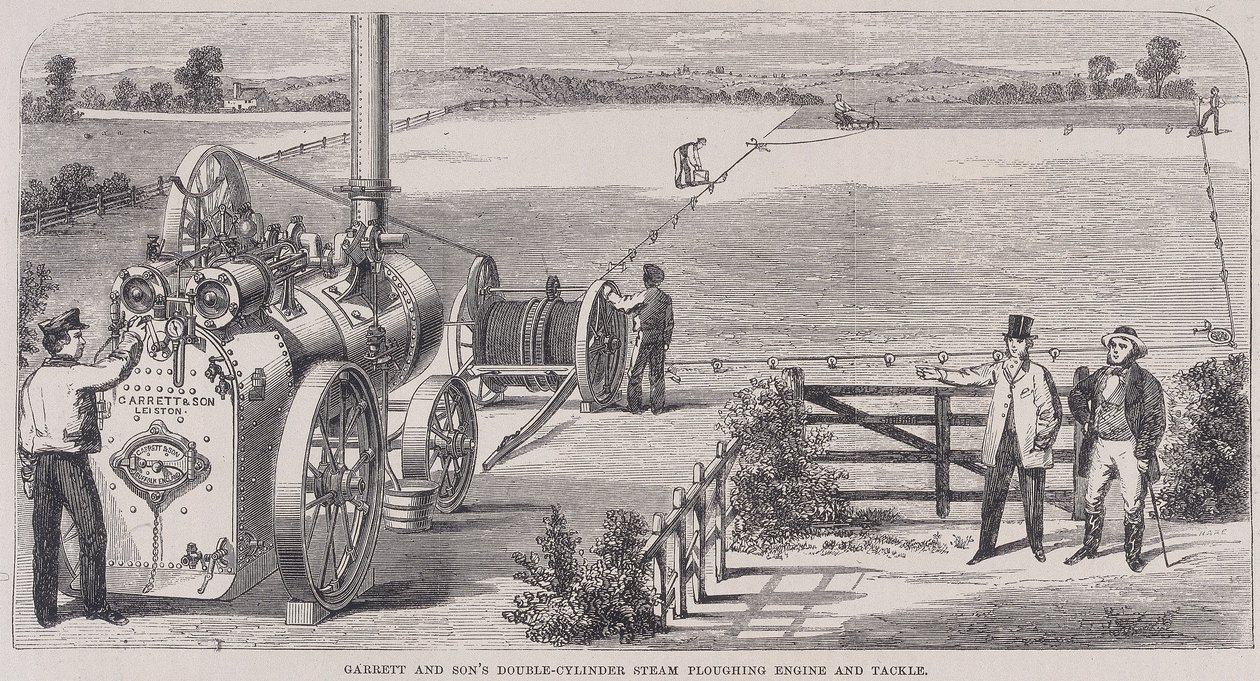Garrett & Sons Double-Cylinder Steam Ploughing Engine and Tackle by Unbekannt