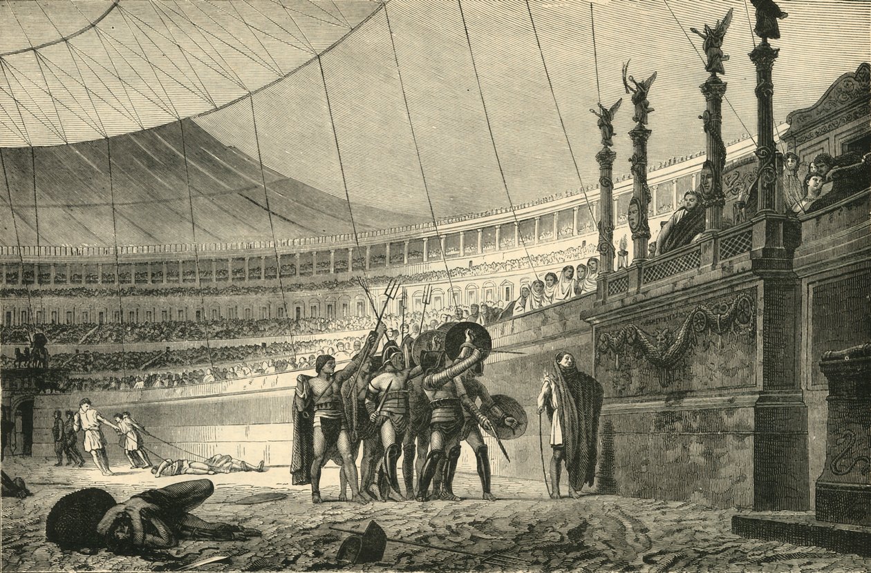 Gladiators Saluting The Emperor Before Joining Combat by Unbekannt