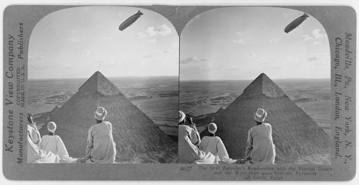 Graf Zeppelin above the pyramids of Giza, c.1930 by Unbekannt