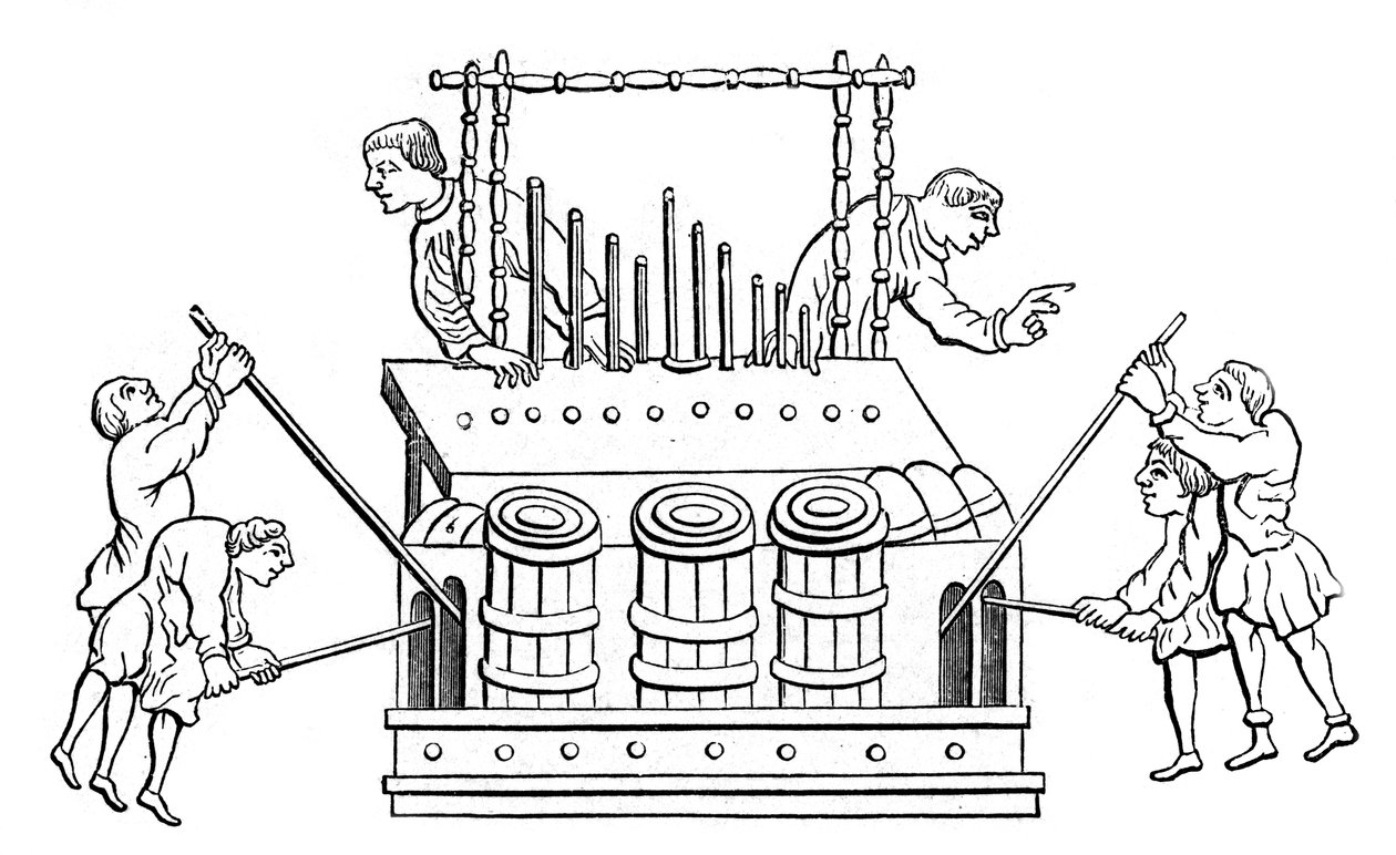 Great Organ with Bellows and Double Keyboard, 12th Century, 1870 by Unbekannt