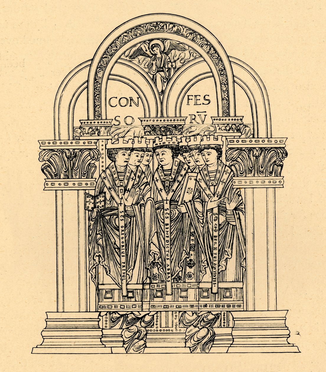 Gregory the Great, St. Benedict, and St. Cuthbert by Unbekannt