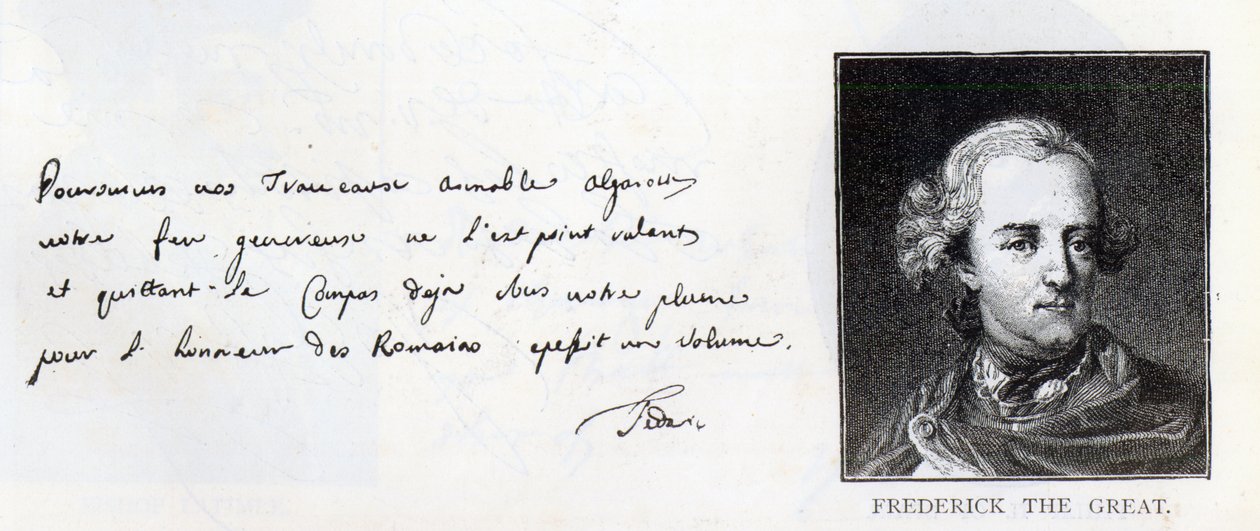 Handwriting and signature of Frederick the Great, King of Prussia by Unbekannt