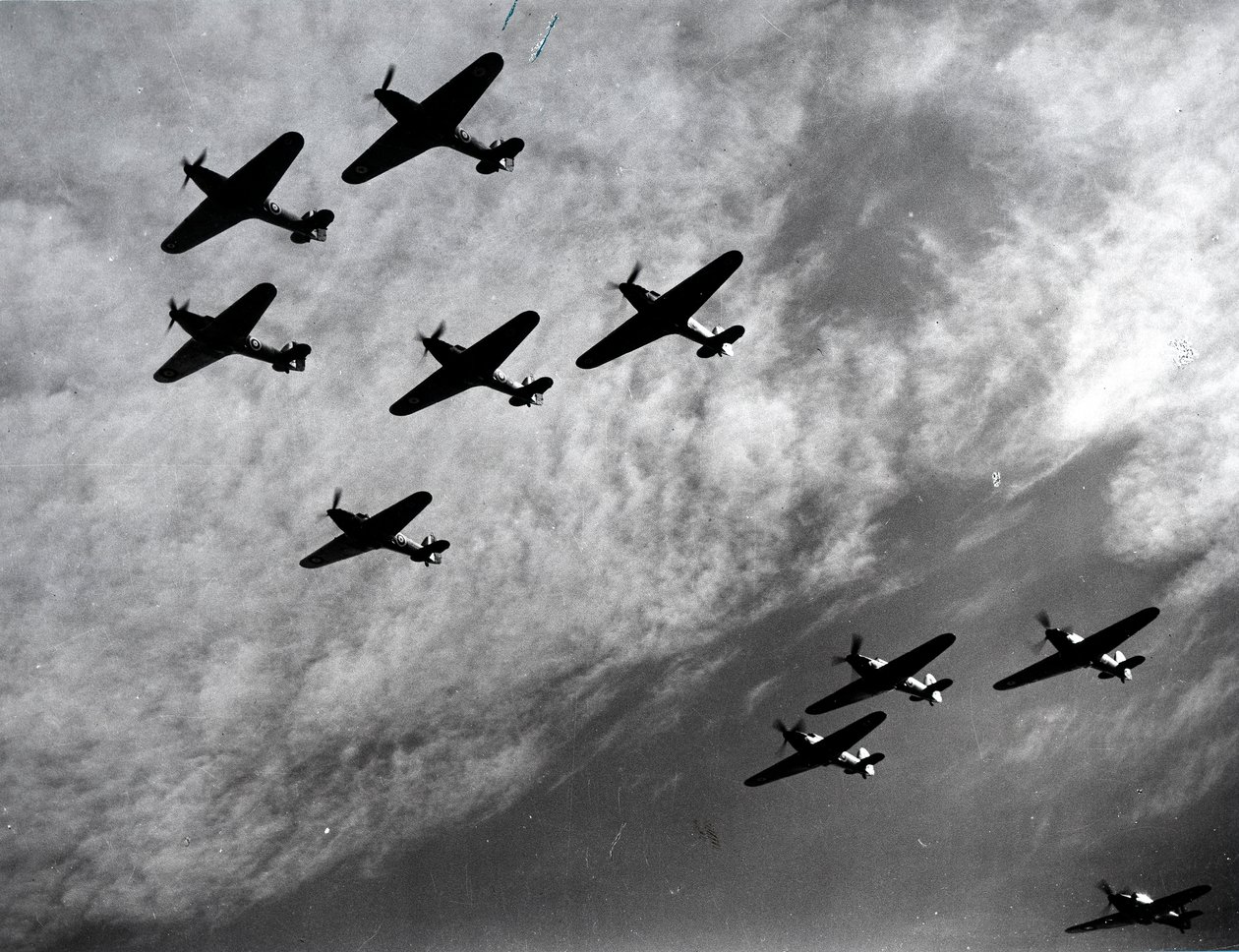 Hawker Hurricanes Flying in Formation, Battle of Britain, World War II by Unbekannt
