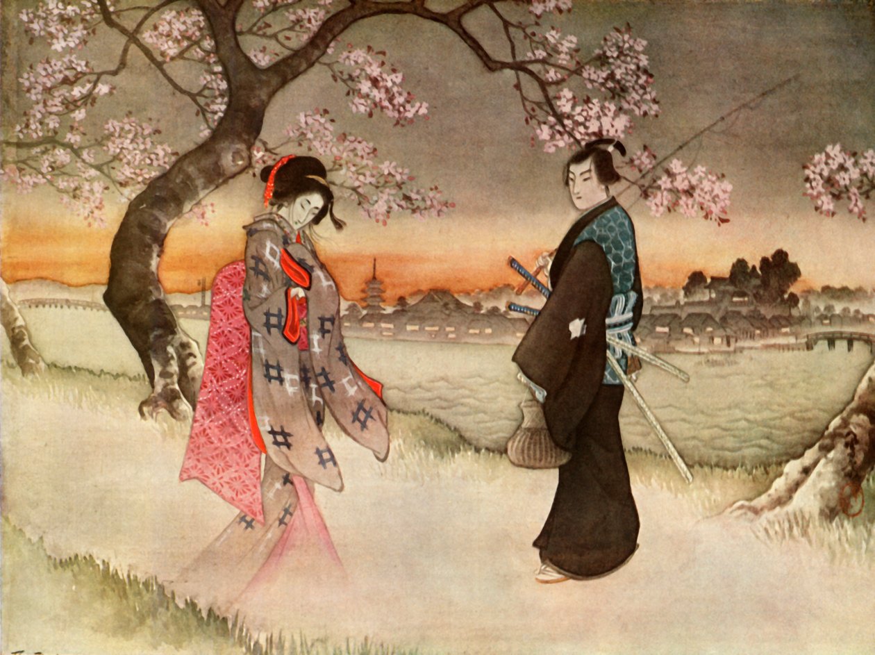 He was suddenly startled to see a girlish form coming towards him in the wavering shadows, 1919 by Unbekannt