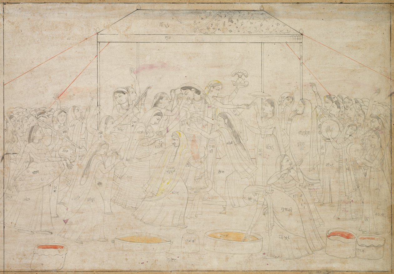 Hindu God Krishna Being Dressed in Women
