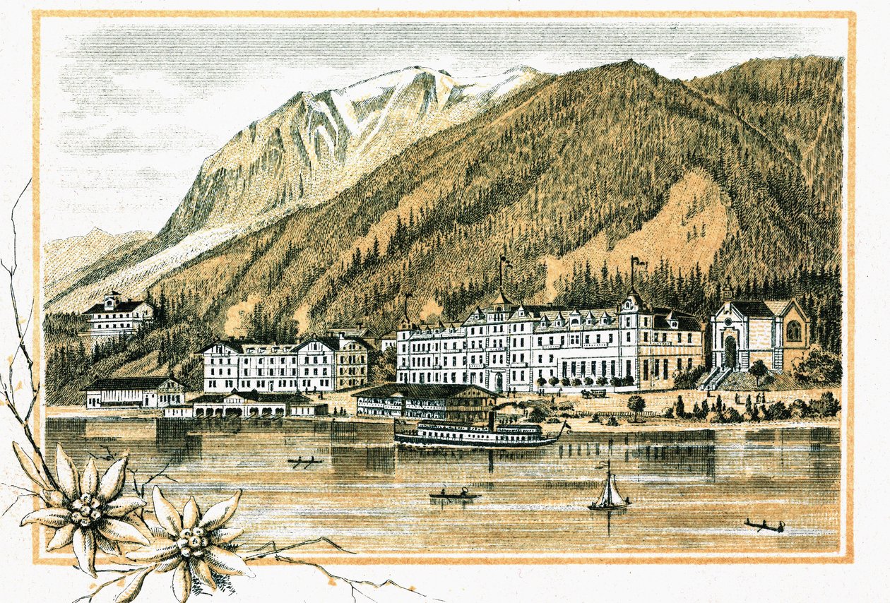 Hotel Scholastika along Lake Achensee Achen Tyrol Austria around 1900 by Unbekannt