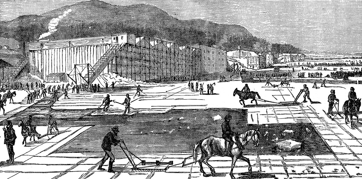 Ice Gathering on the Hudson River Near New York, USA, 1875 by Unbekannt