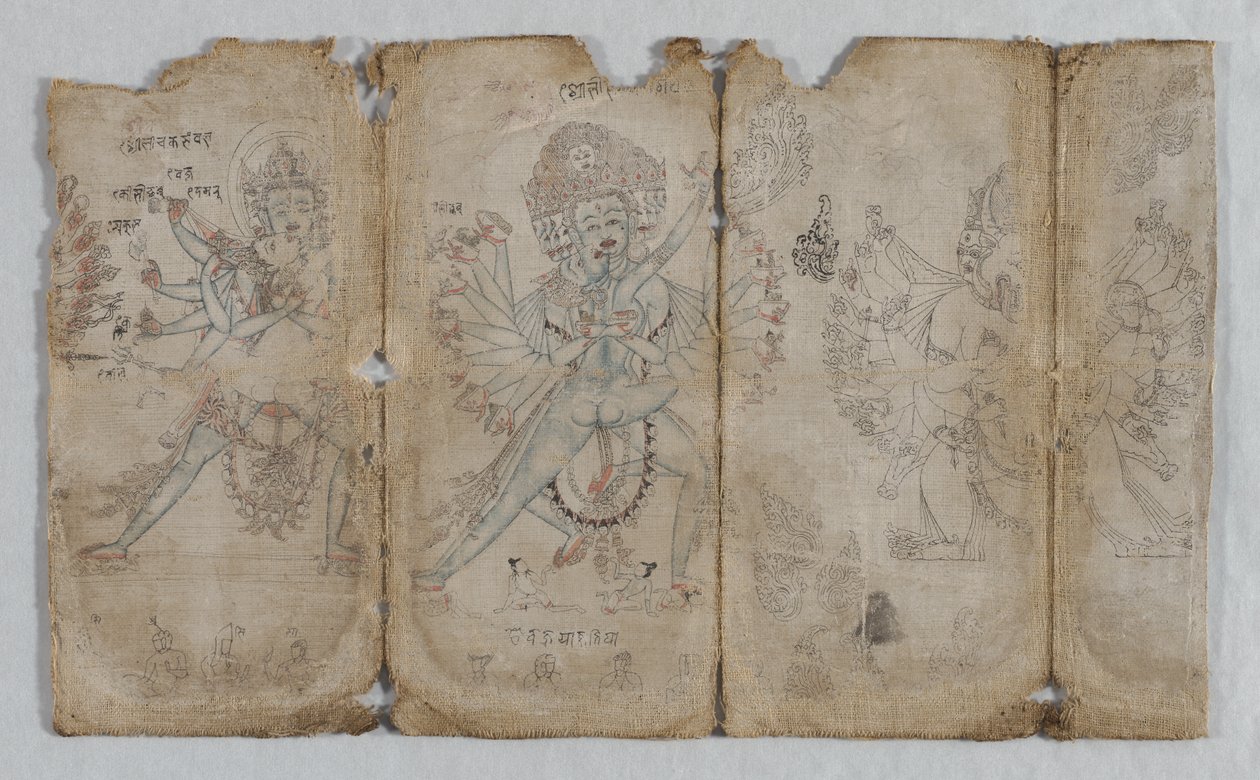 Iconographic Drawing of Tantric Enlightened Beings verso, c. 1500 by Unbekannt