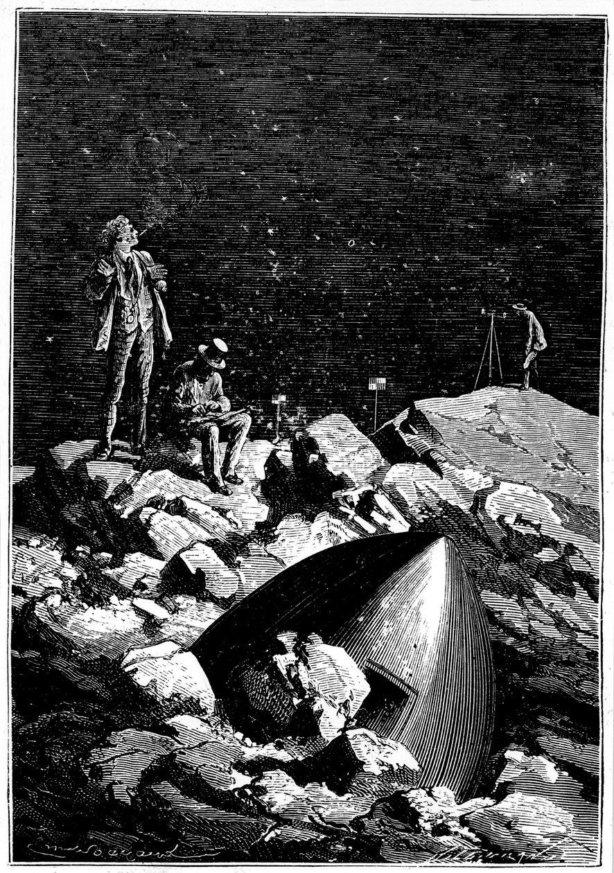 Illustration from De la Terre à la Lune by Jules Verne, 1865 by Unbekannt