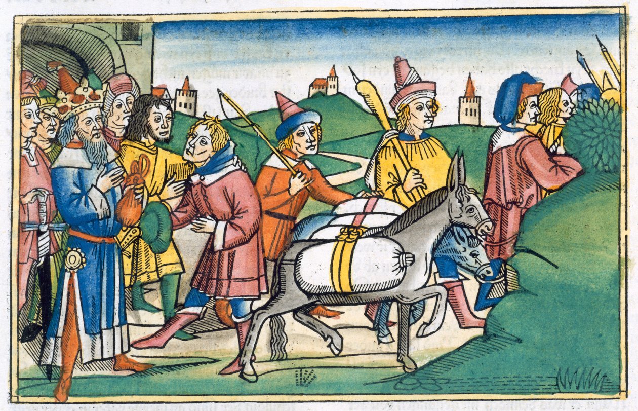 Joseph sends his brothers home with a supply of free food, 15th century by Unbekannt