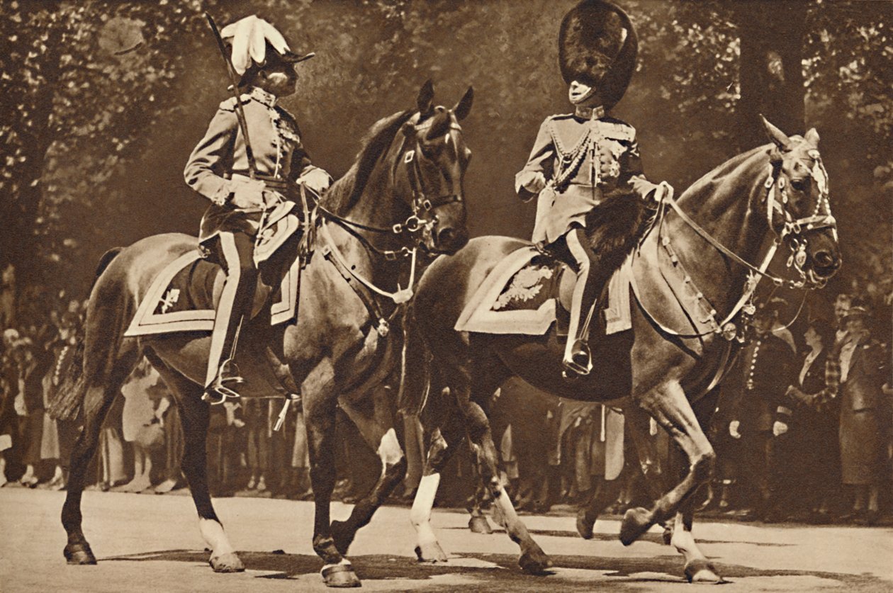 King Edward at the Head of the Brigade of Guards, Turns, Unperturbed, to Make Inquiry After Revolve by Unbekannt