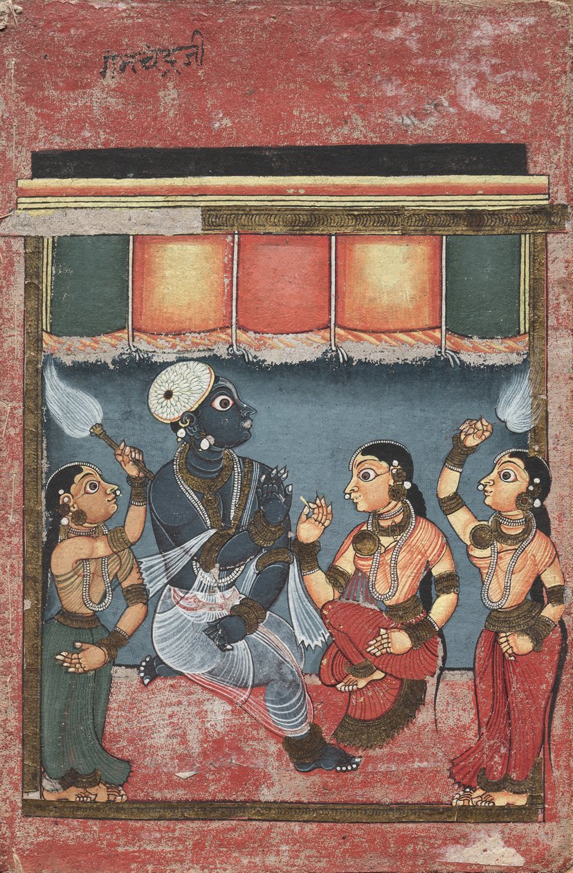Krishna with Radha and Two Attendants (recto), Jagannath, Subhadra and Balarama (verso) by Unbekannt