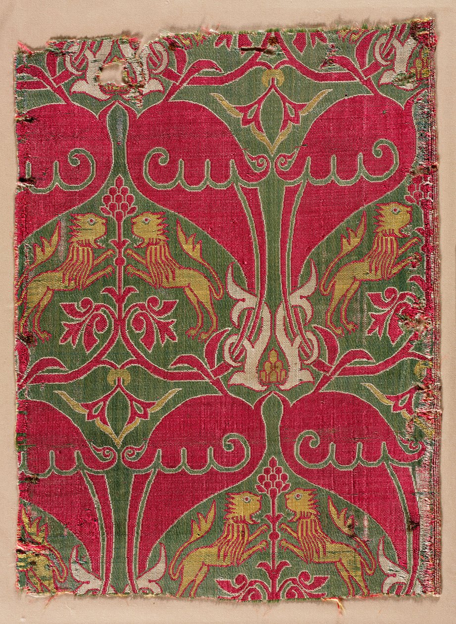 Lampas with Rampant Lions, Palmettes, and Escutcheons by Unbekannt