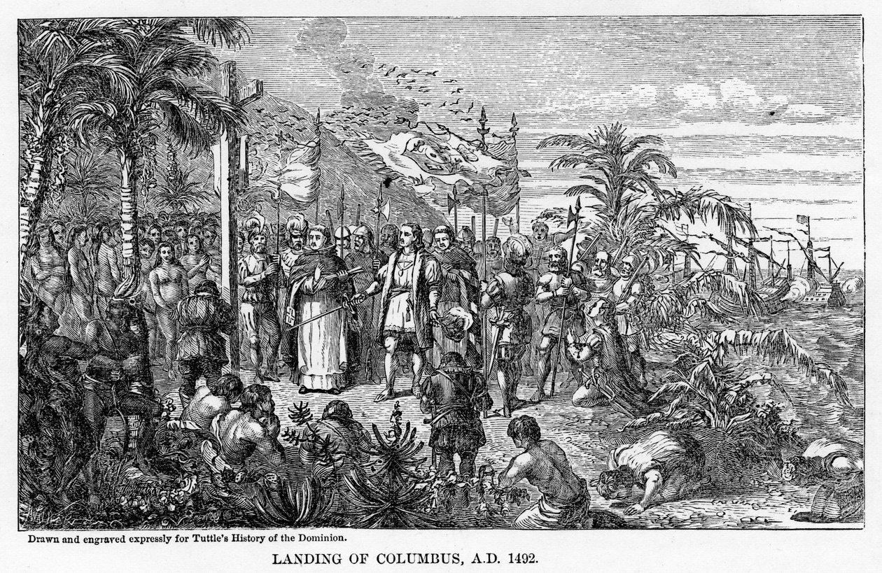 Landing of Columbus, AD 1492 by Unbekannt