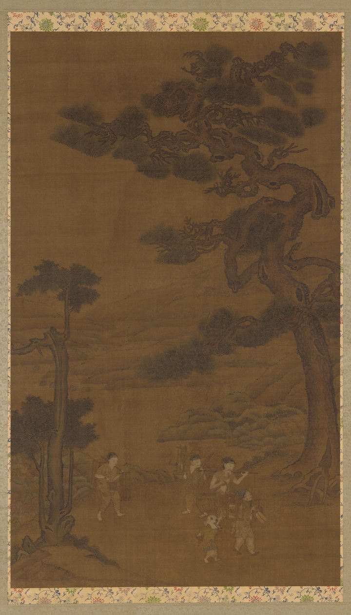 Landscape: handicraftsmen under a great pine tree by Unbekannt